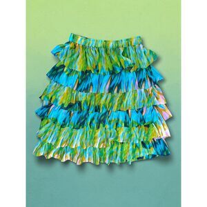 Ashley Stewart Plus Size 22/24 Tiered Ruffle Skirt - Abstract Print